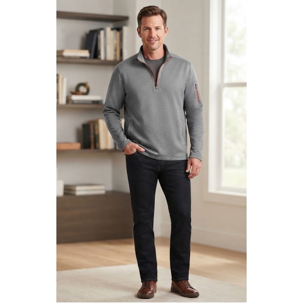 Untuckit ¾ zip brushed micro fleece sweater size XXL gray